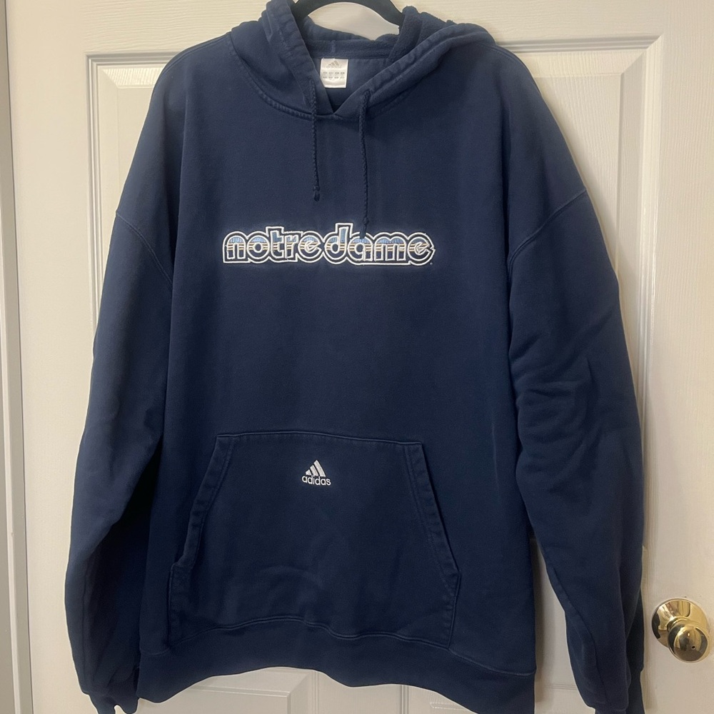 Adidas Men's Navy Notre Dame Hoodie. Size XXL. Classic Collegiate Athletic